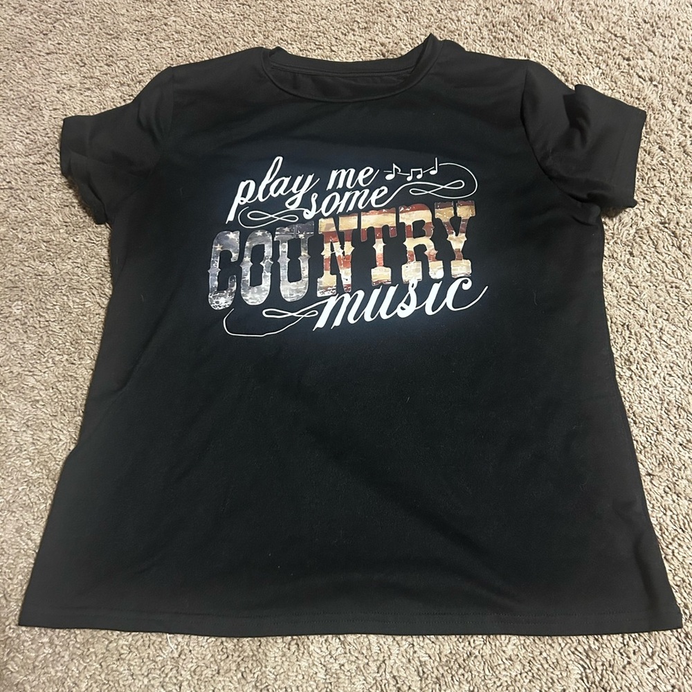 Play Me Some Country Music Tee - Black size medium